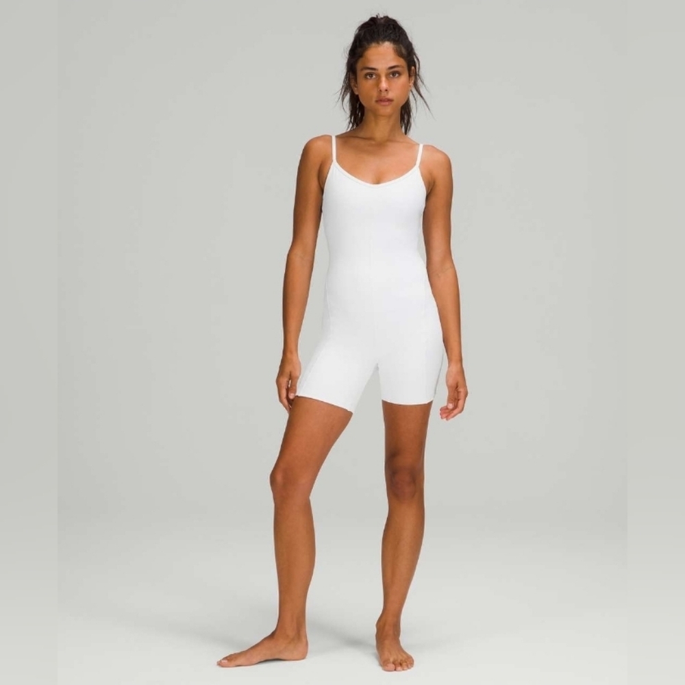 Lululemon Ribbed Contoured Yoga Unitard 6" LengthWhite Size 10 NWT